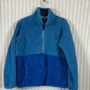 Aviator nation, blue, Teddy unisex color block, Blue Fleece 1/4 Zip Jacket L